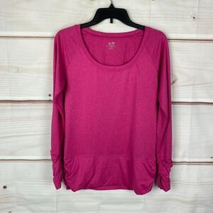 C9 Champion Top Womens XS Pink Long Sleeve Loose Fit Scoop Neck Performance